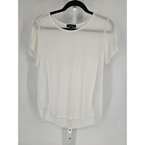 Must Have Womens Sz S Lightweight Solid White Blouse Short Sleeve